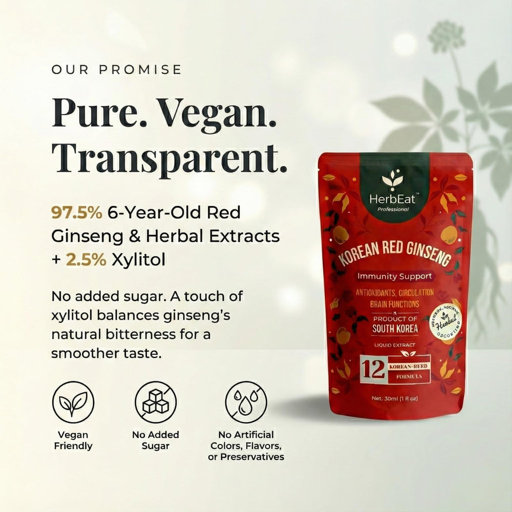 HERBEAT Korean Red Ginseng Prime pouch close-up showing convenient packaging.