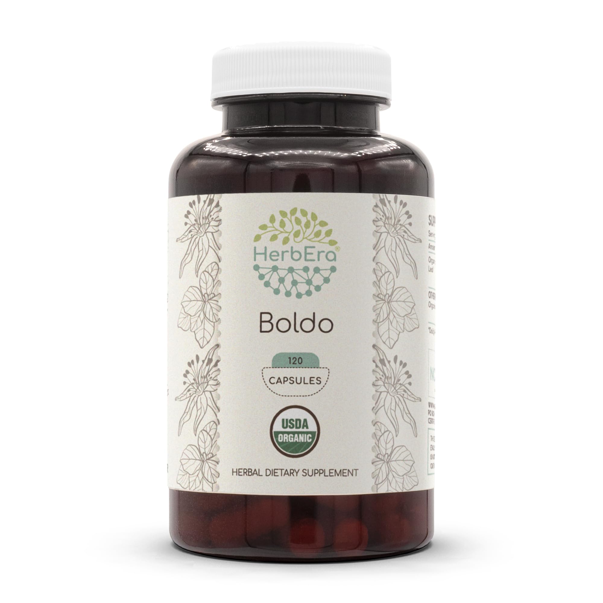 HerbEra Boldo organic capsules in bottle for everyday wellness.