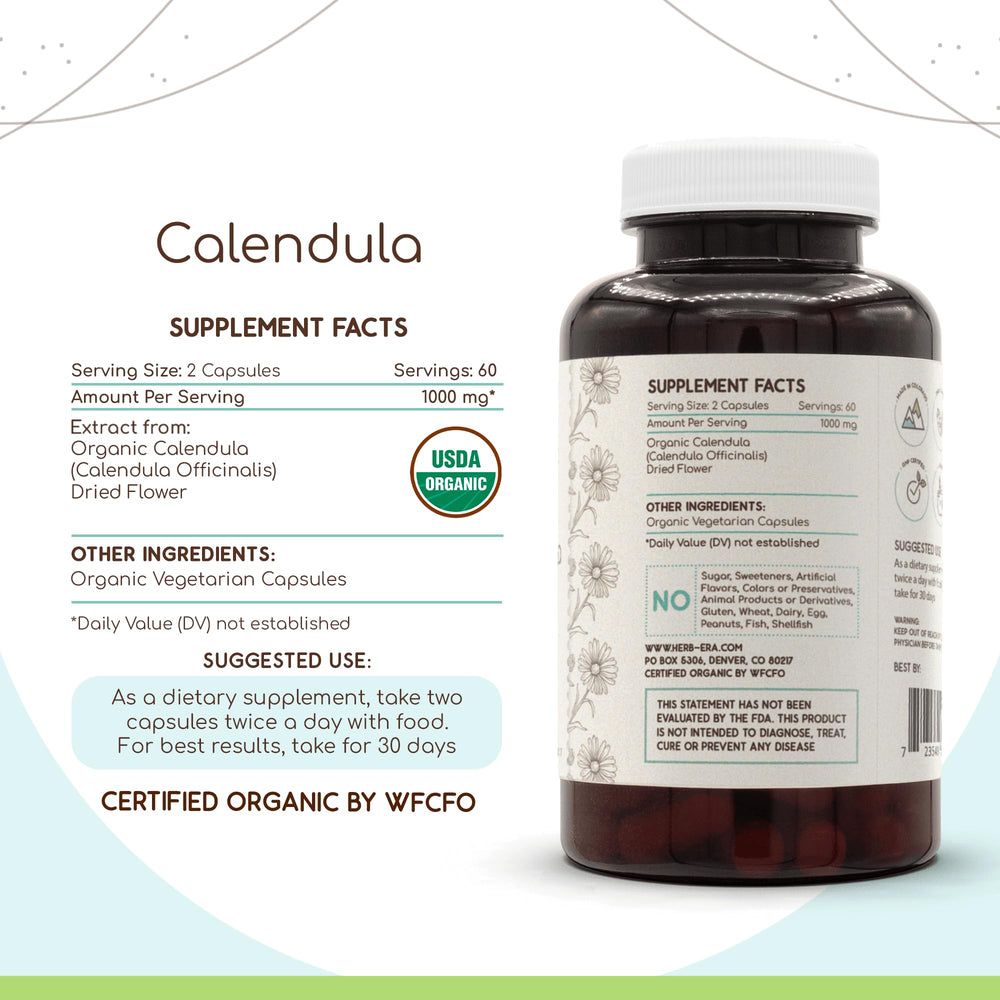 HerbEra Calendula vegetarian capsules for convenient daily supplementation