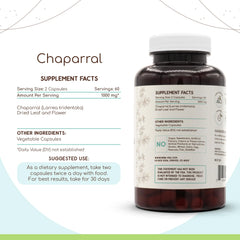 HerbEra Chaparral label detail highlighting natural ingredients.