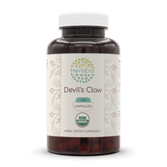HerbEra Devil's Claw organic capsules bottle supports daily wellness for active adults