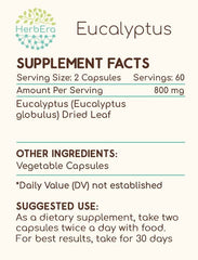HerbEra Eucalyptus dried leaf pack showing raw botanicals for herbal use.