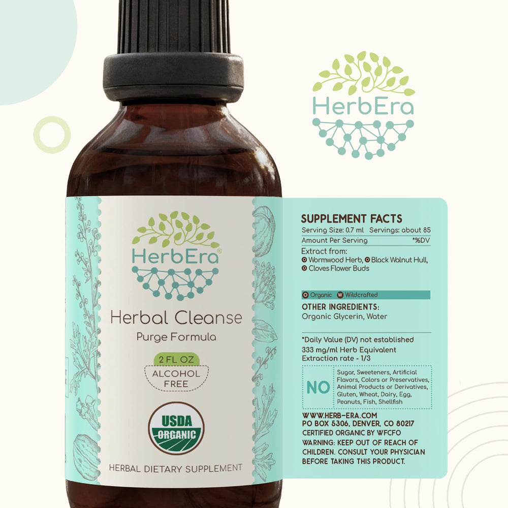 HerbEra label emphasizes USDA Organic quality and absence of fillers.