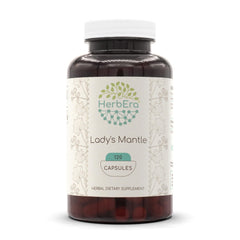 HerbEra Lady's Mantle 120-capsule bottle front supports daily herbal routine.