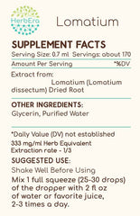 HerbEra Lomatium B120 packaging with safety seal signals quality control.