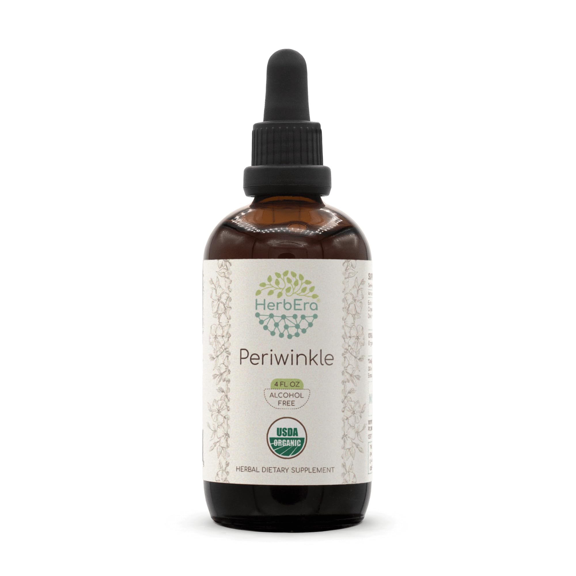 HerbEra Periwinkle B120 tincture bottle for easy daily drops in water