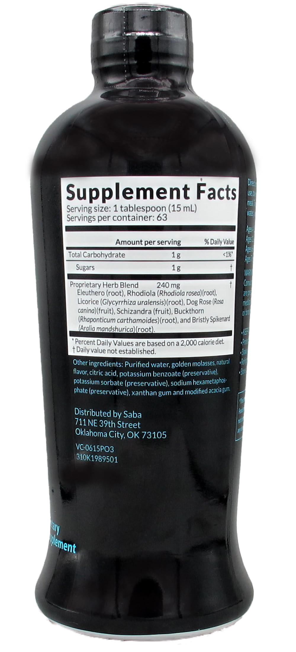 HerbFuse Saba Prime One herbal-blend close-up highlights ginseng and rhodiola for balanced energy.