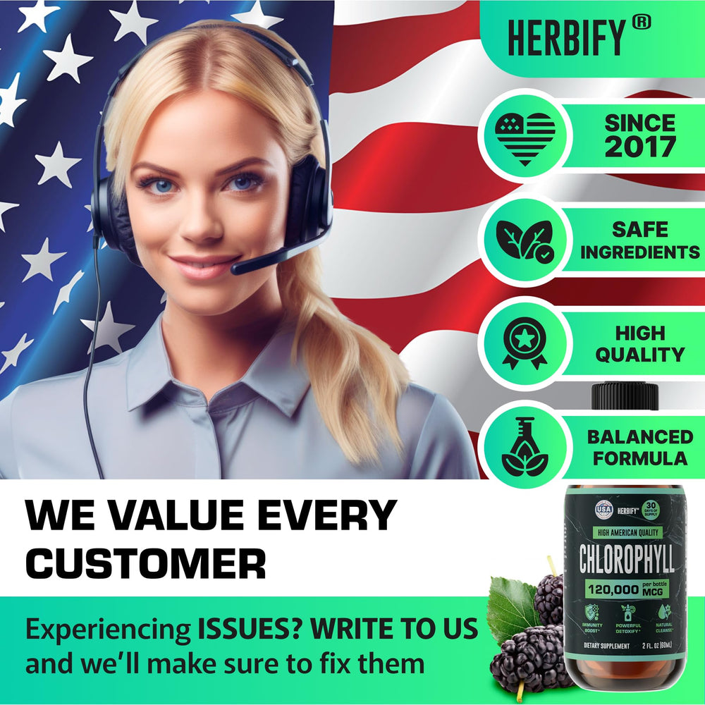 HERBIFY Chlorophyll Drops on shelf showcase all-natural ingredients.