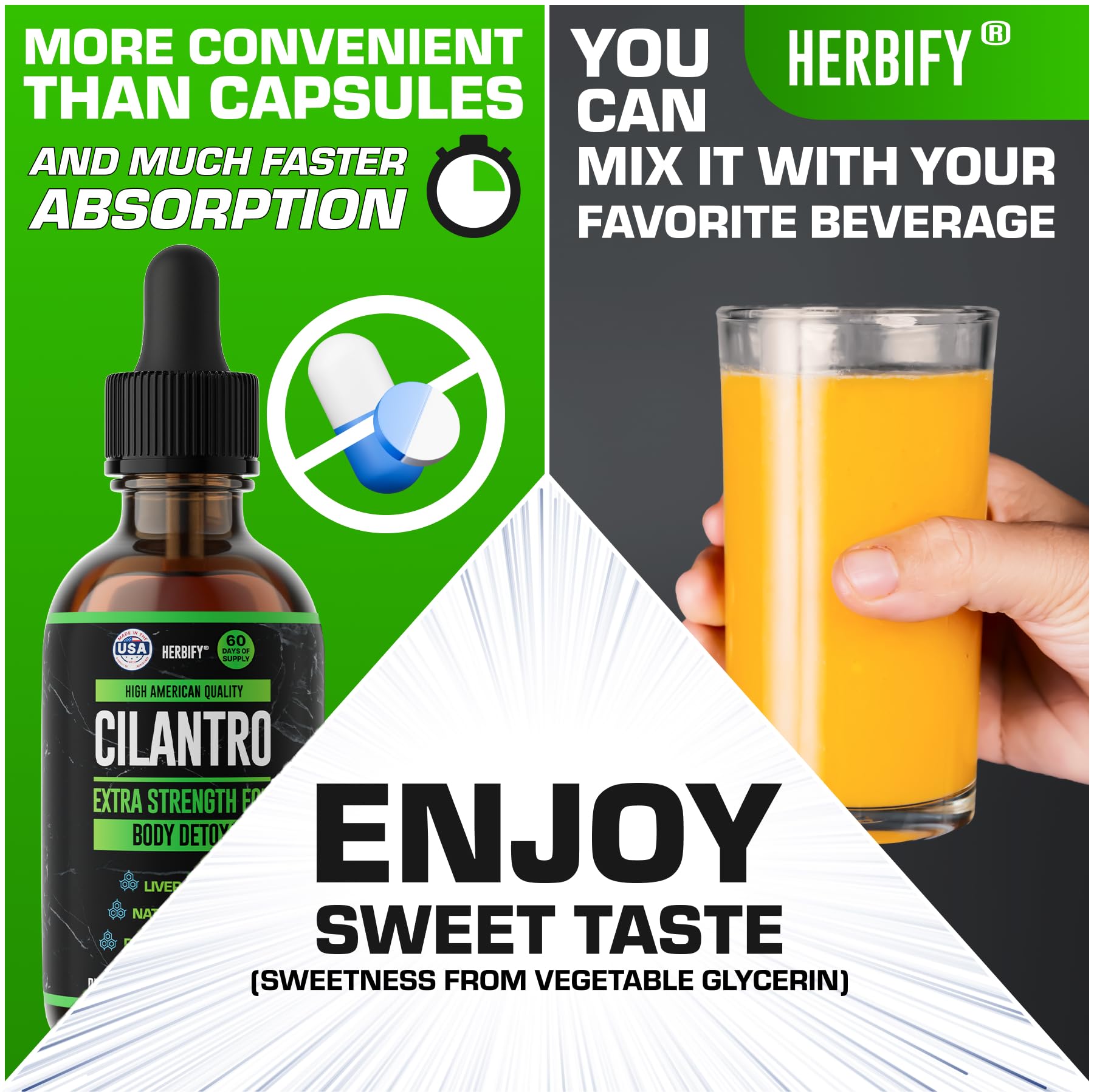 HERBIFY Cilantro Tincture with heart icon hints heart support.