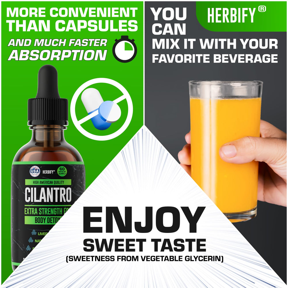 HERBIFY Cilantro Tincture with heart icon hints heart support.