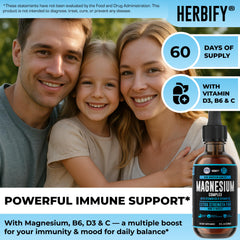 HERBIFY Magnesium Complex Drops clear liquid texture seen in droplets.