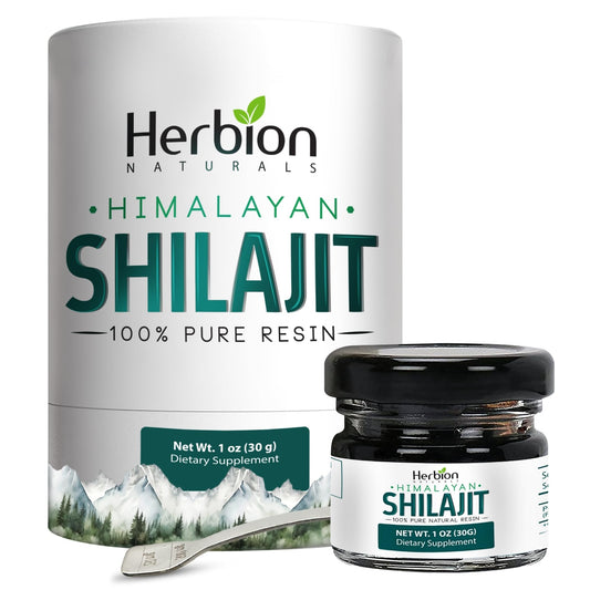 HERBION Himalayan Shilajit resin jar for daily energy and vitality.