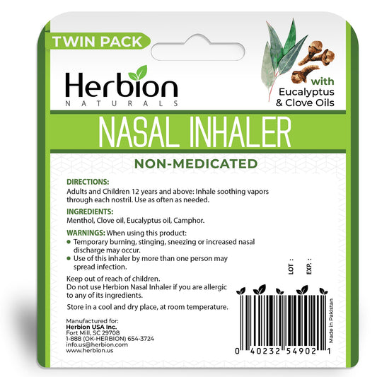 Herbion Naturals Nasal Inhaler compact for travel and on-the-go relief.