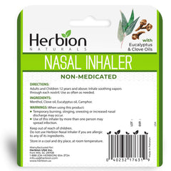 Herbion Naturals Nasal Inhaler pocket-size for quick relief on the go
