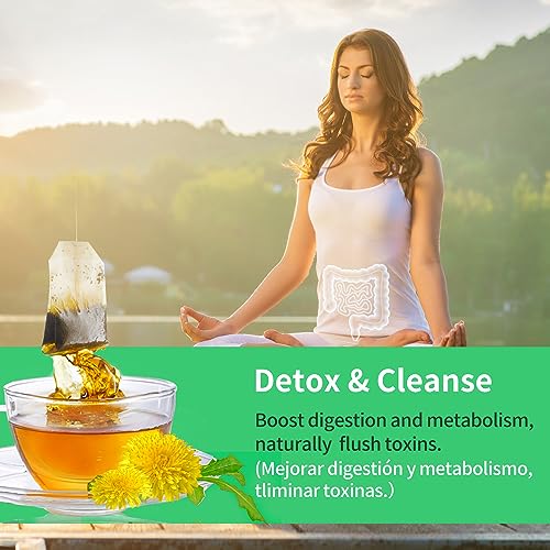 Herbmood dandelion detox tea bags close-up highlighting herbal blend