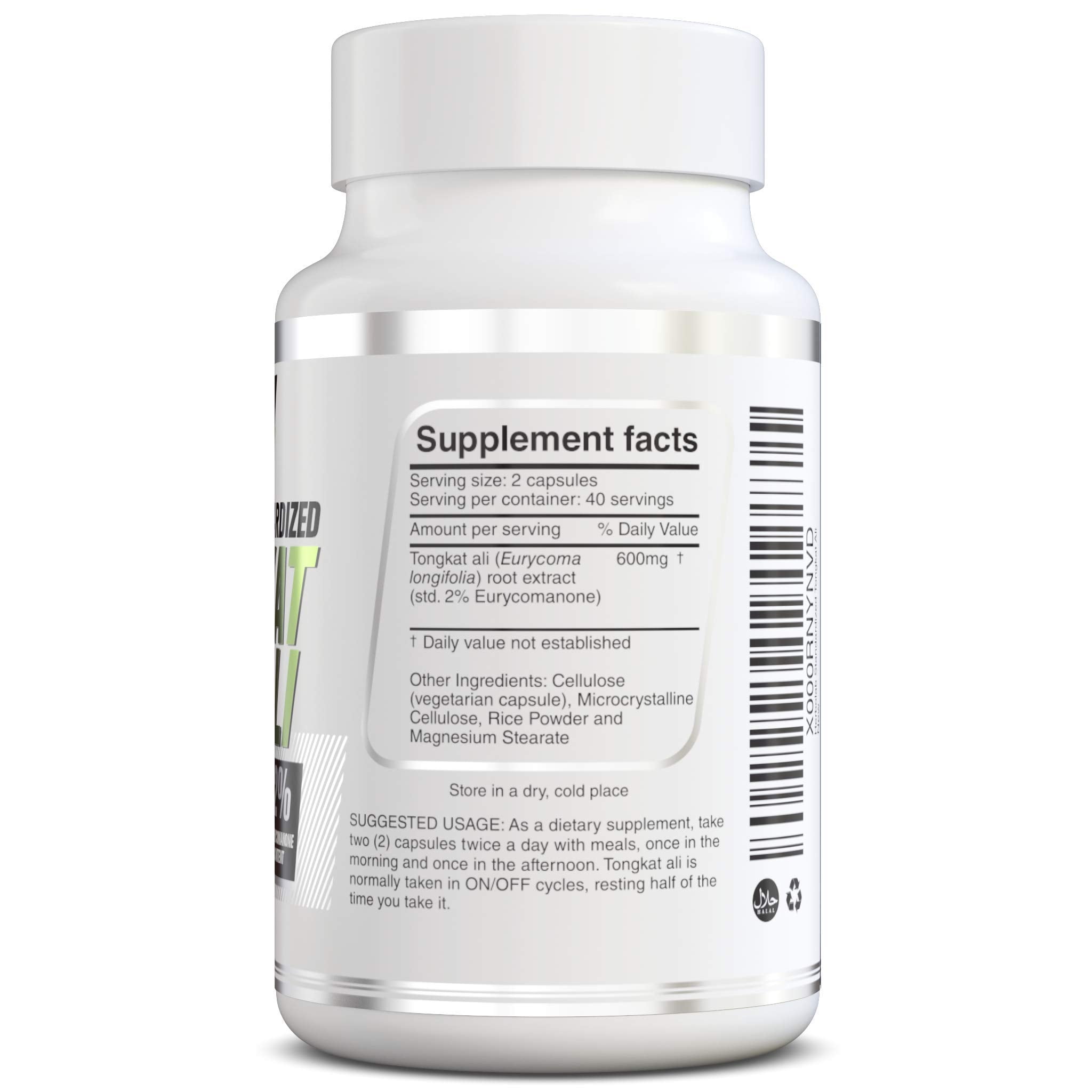 Herbolab Tongkat Ali capsules lined up for daily supplement routine.
