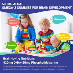 Herbovella algae omega-3 kids gummies orange flavor close-up for kid-friendly taste