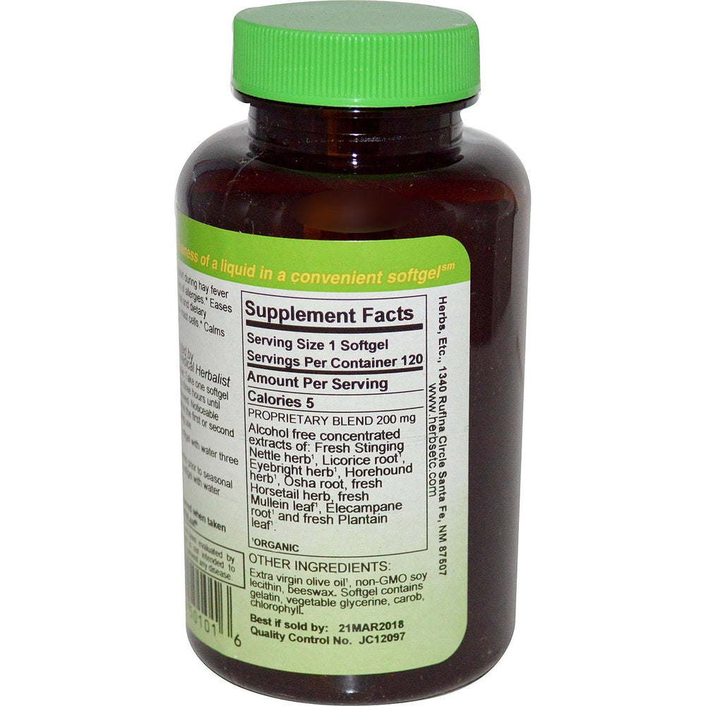 Herbs Etc. Allertonic softgels displayed for lung and respiratory support