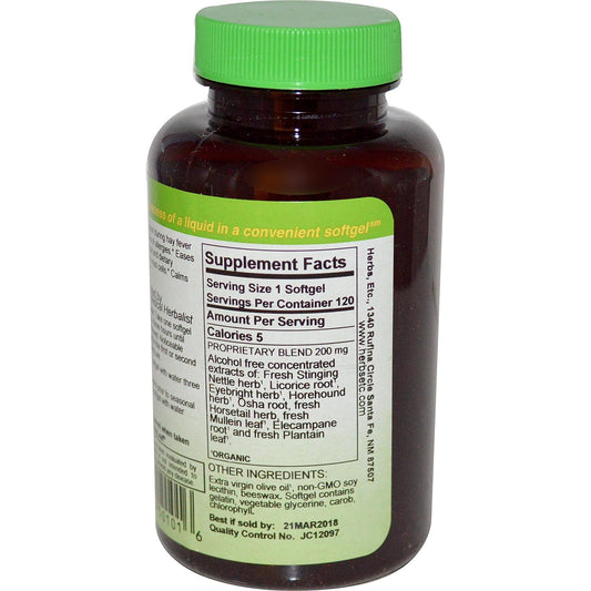 Herbs Etc. Allertonic softgels displayed for lung and respiratory support