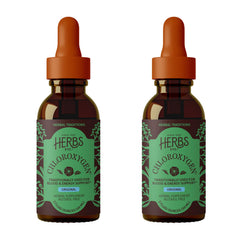 Herbs, Etc. ChlorOxygen bottle front view showing mint flavor and daily vitality support