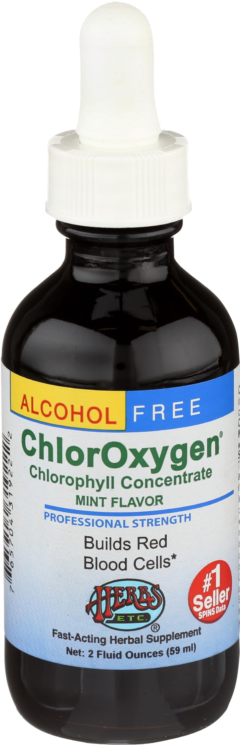 Herbs Etc. ChlorOxygen bottle with mint label promotes daily energy.