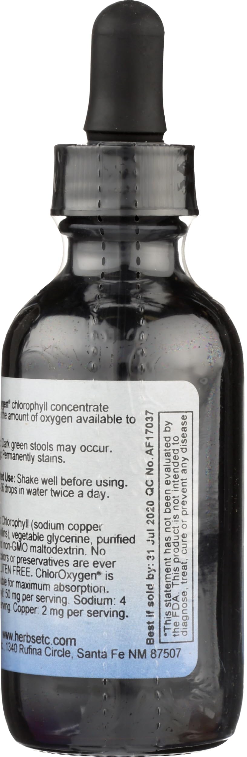 ChlorOxygen label closeup highlighting alcohol-free formula and natural chlorophyll