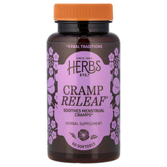 Herbs Etc. Cramp ReLeaf bottle pour for abdominal support during menstruation.