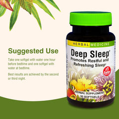 Herbs Etc. Deep Sleep Softgels dosage instruction showing recommended use