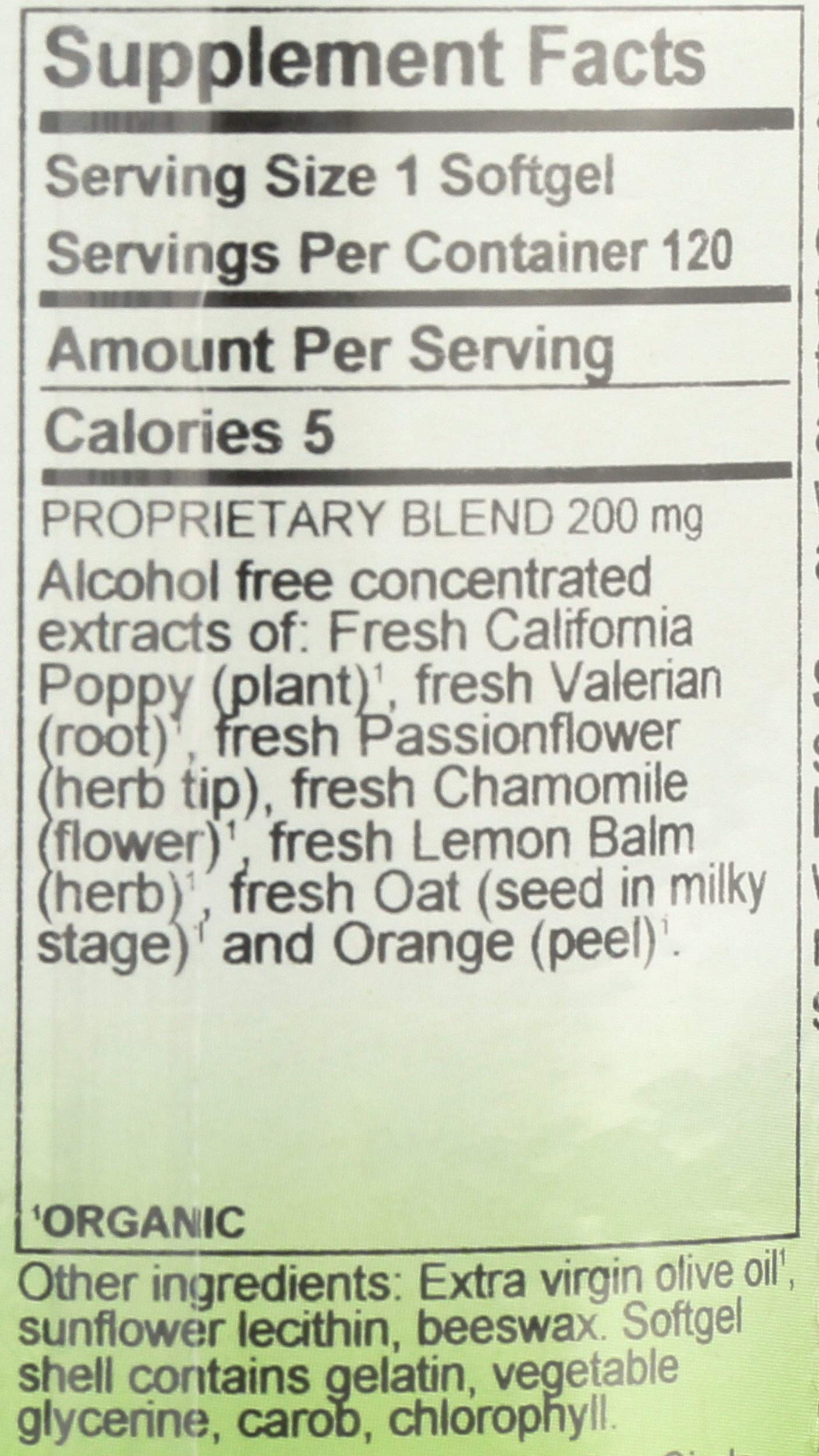 Herbs Etc. Deep Sleep label close-up featuring passionflower, chamomile, lemon balm.