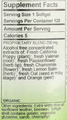 Herbs Etc. Deep Sleep label close-up featuring passionflower, chamomile, lemon balm.