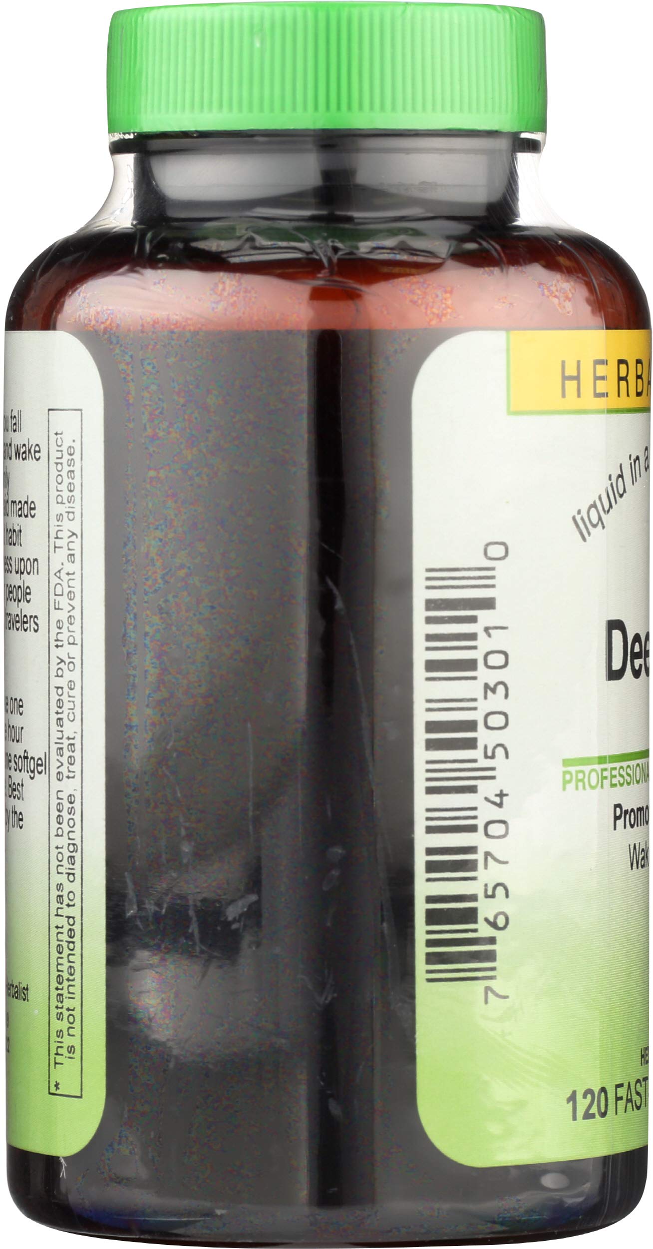 Herbs Etc. Deep Sleep softgels being poured for easy nightly dosing.