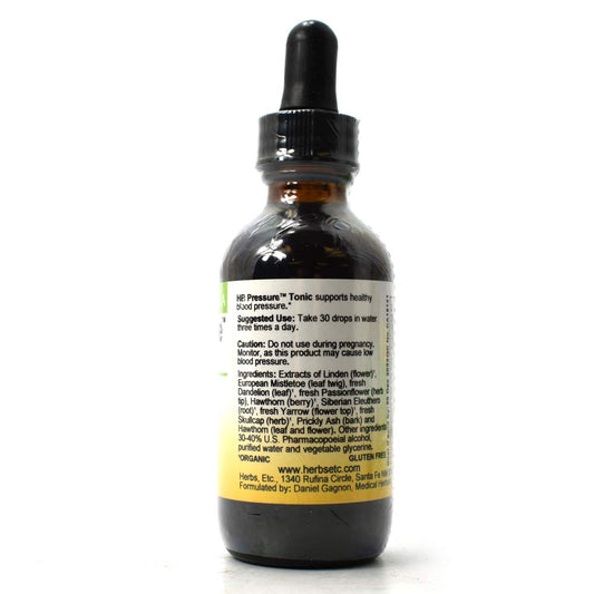 Herbs Etc. HB Pressure Tonic drops for easy dosing to fit into water or tea routine.
