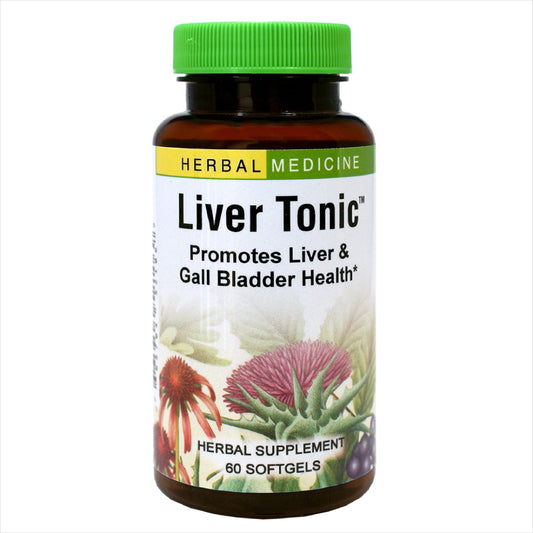 Herbs Etc. Liver Tonic bottle with softgels promoting liver and gallbladder health.