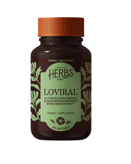 Herbs Etc Loviral bottle front view emphasizing respiratory support potential.