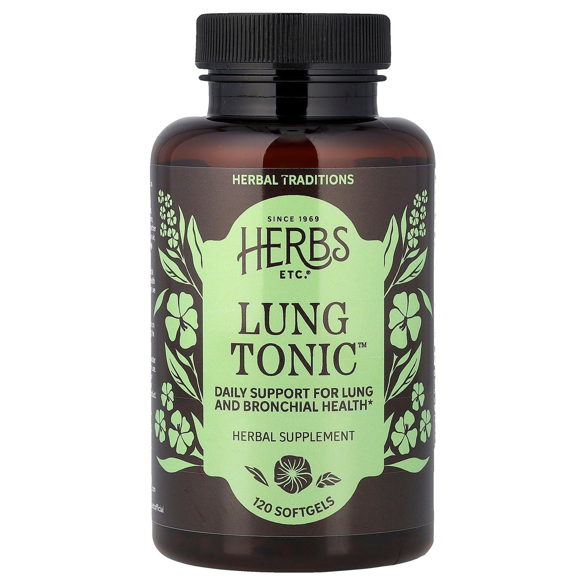 Herbs Etc. Lung Tonic bottle shows the natural bronchial support blend for everyday breathing