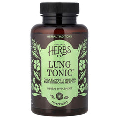 Herbs Etc. Lung Tonic bottle shows the natural bronchial support blend for everyday breathing