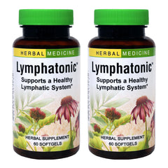 Herbs Etc Lymphatonic bottle highlights gluten-free plant-based wellness support