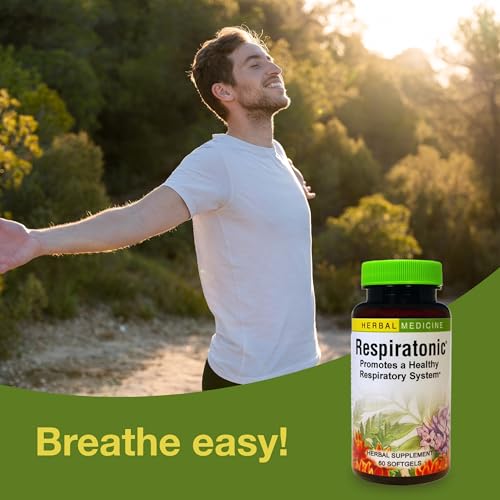 Respiratonic softgel label from Herbs Etc. highlighting short-term lung support.
