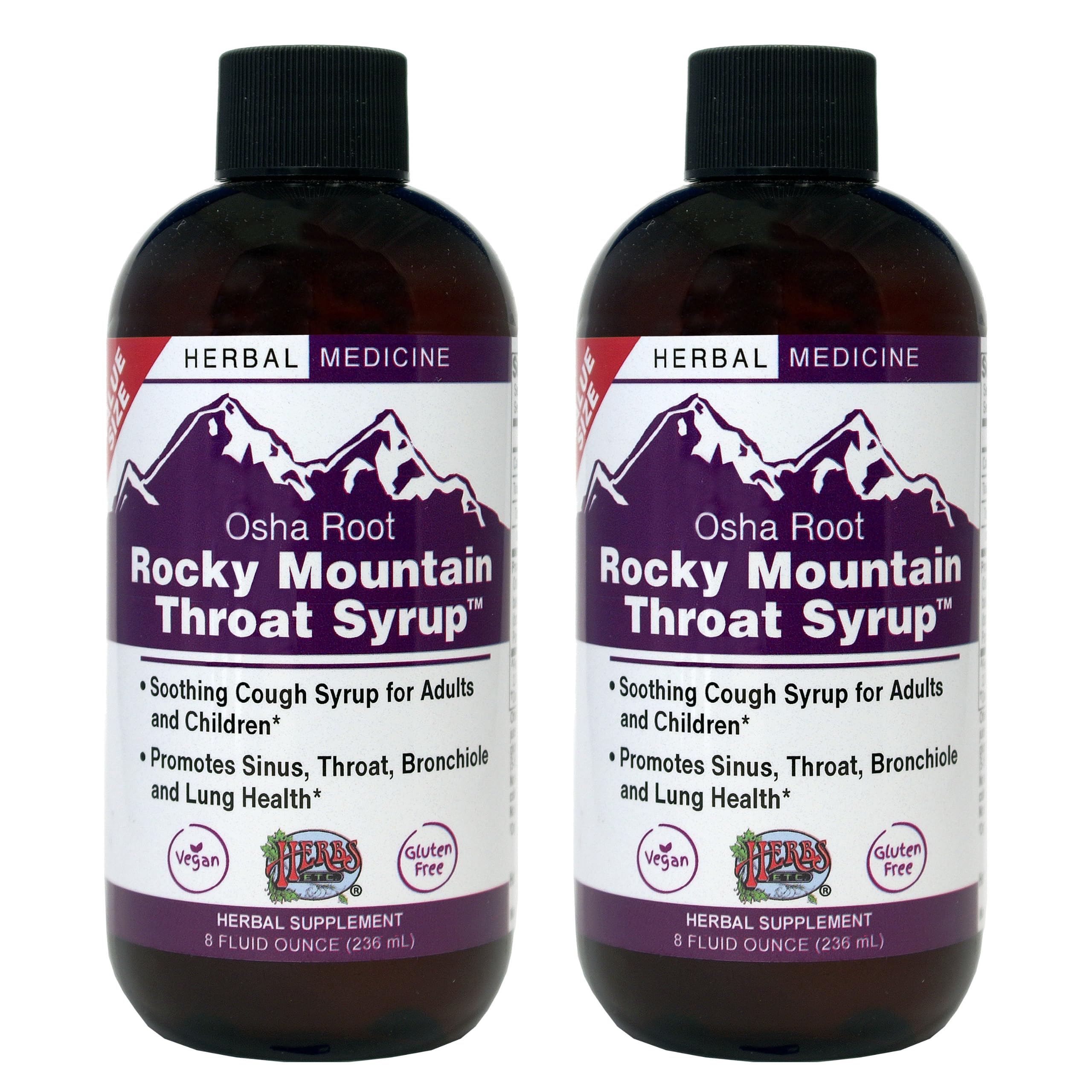 Herbs Etc. Rocky Mountain Throat Syrup bottle supports throat comfort