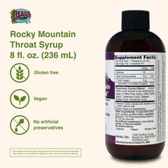 Herbs Etc. Rocky Mountain Throat Syrup shows osha root and natural extracts for respiratory support.