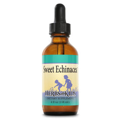 Herbs For Kids Sweet Echinacea bottle with dropper, easy dosing for children.