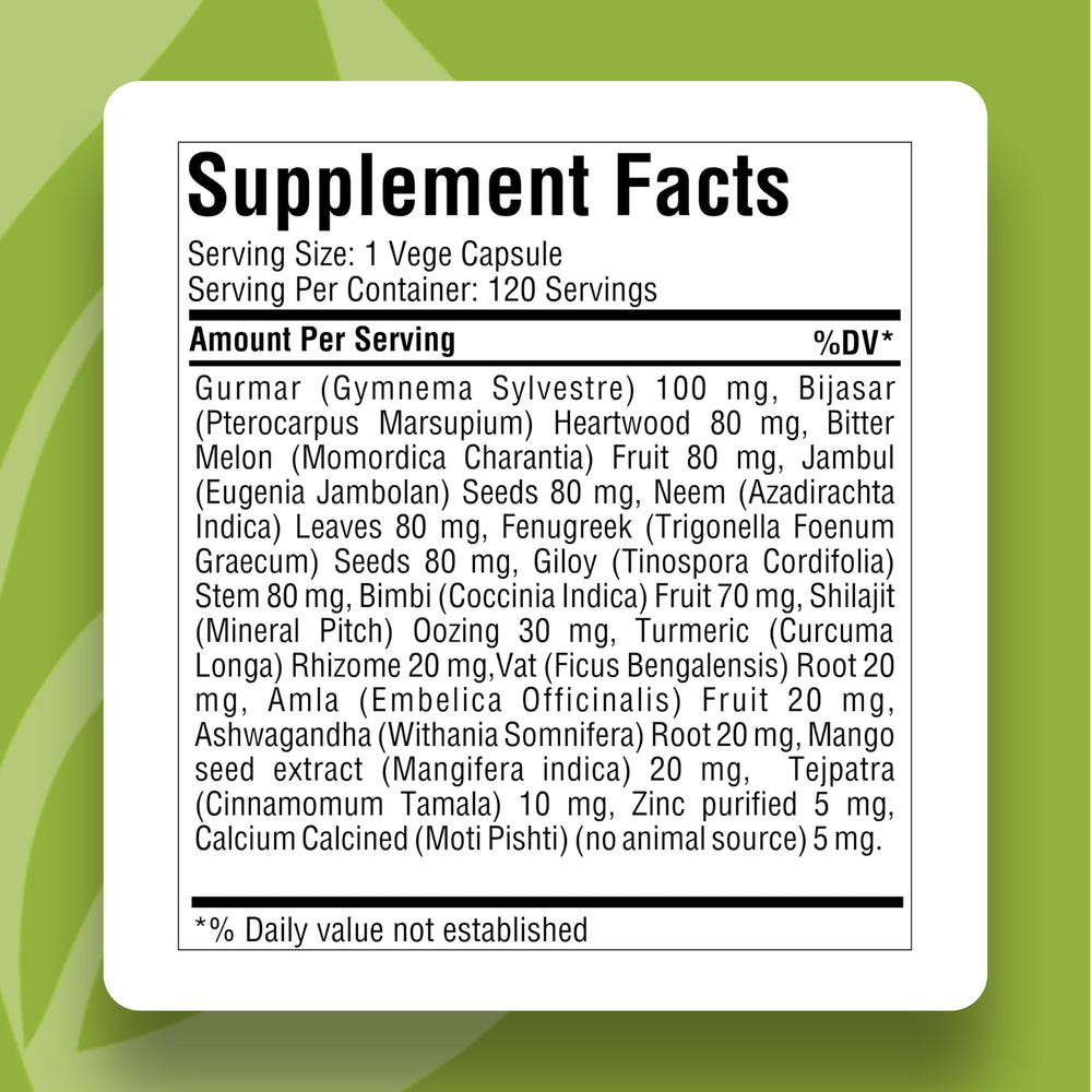 Herbsforever Gluco Health capsules close-up shows vegetarian capsules for clean, plant-based supplementation.