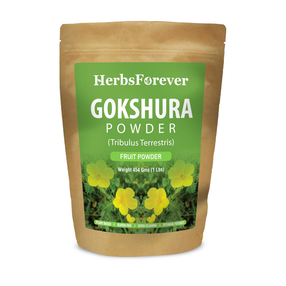 Packaging of HerbsForever Gokshura powder with reseal for freshness