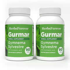 Herbsforever Gurmar Capsules bottle front shows vegan full-spectrum Gymnema for daily use
