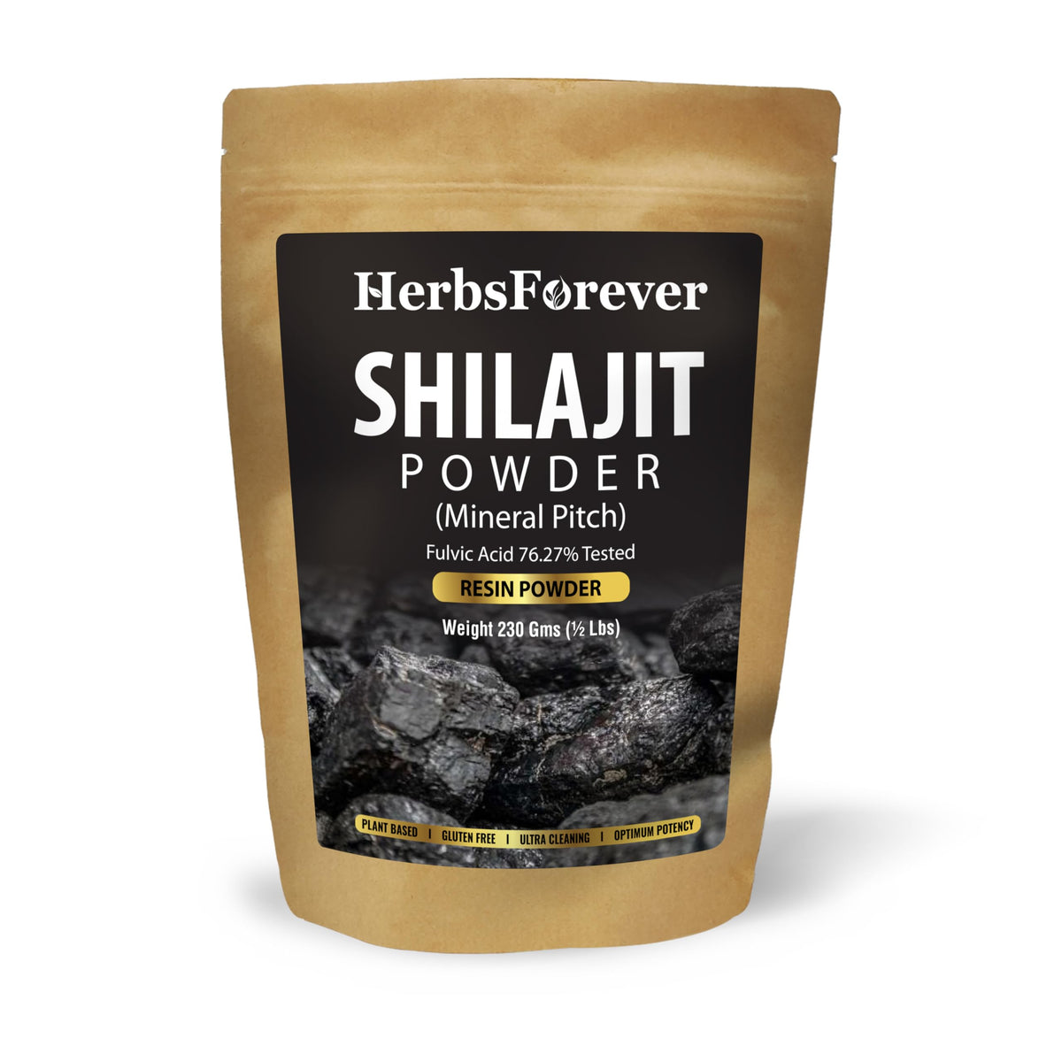 Herbsforever Shilajit powder bottle shows premium extract for daily wellness.