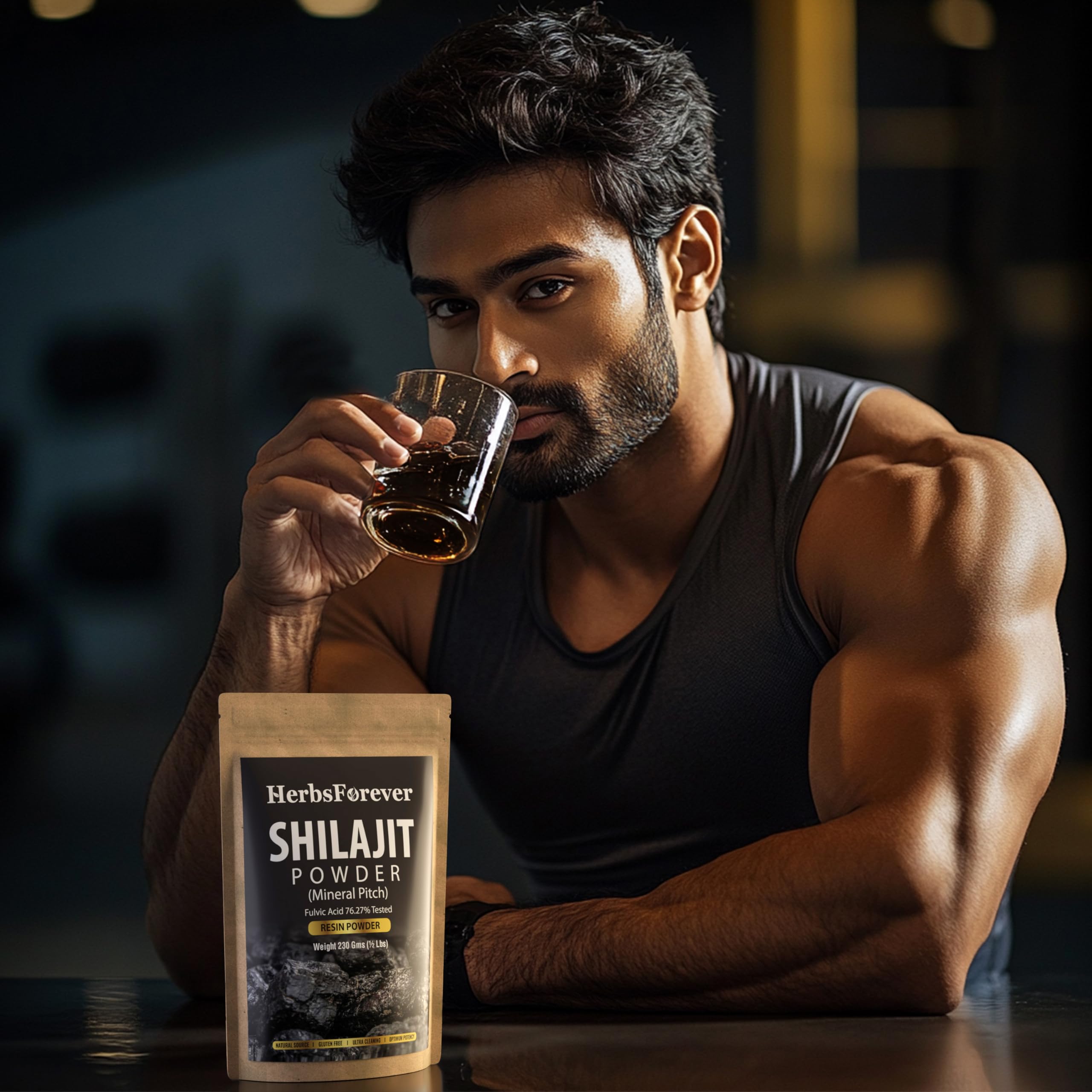 Herbsforever Shilajit powder label front emphasizing purity and quality.