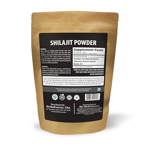 Herbsforever Shilajit powder scoop for consistent daily use.