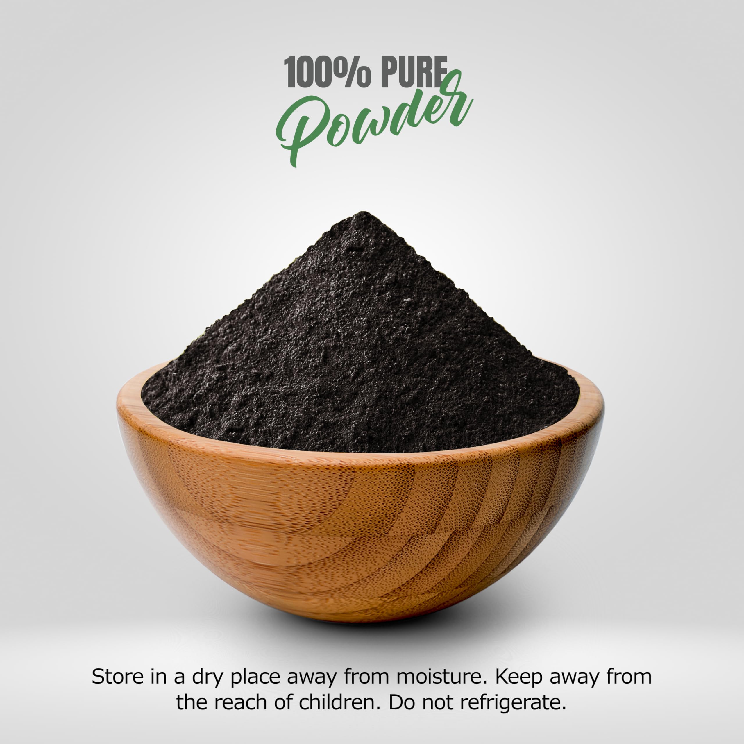 Herbsforever Shilajit powder texture closeup with rich, earthy powder.
