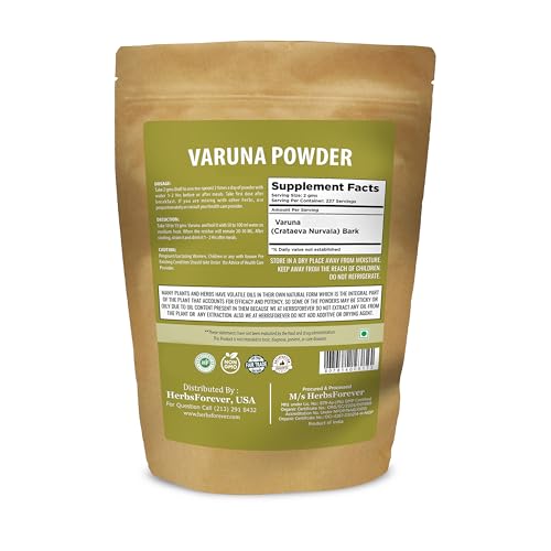 Herbsforever Varuna powder label — clear ingredients and organic certification.