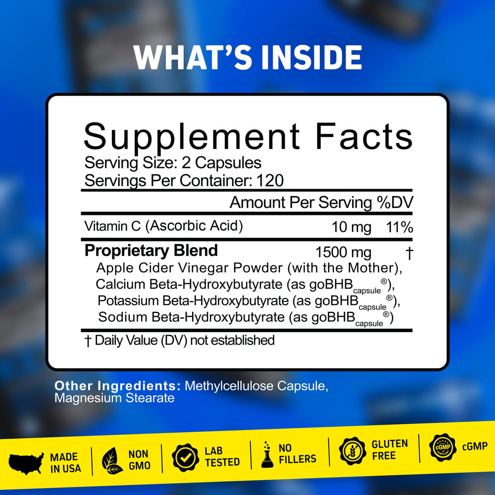 Herbtonics Apple Cider Vinegar + Keto BHB 4-month supply packaging highlight